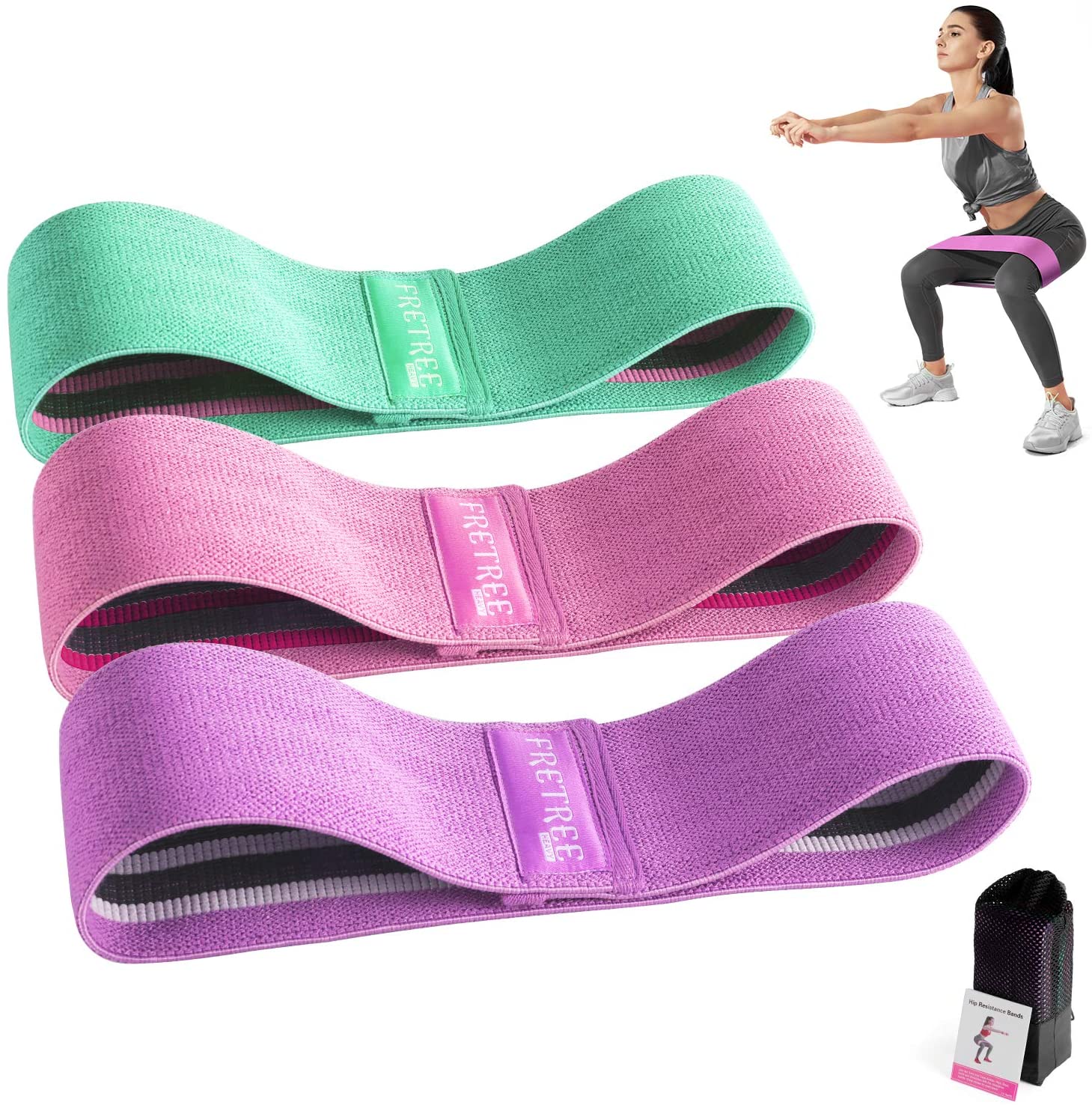 Resistance Bands Loop Set of 3 Exercise Workout Fitness Yoga Booty Hip Band,  Fabric Hip Resistance Band, Resistance Bands, Zhenjiang Deep Fitness  Co.,Ltd.