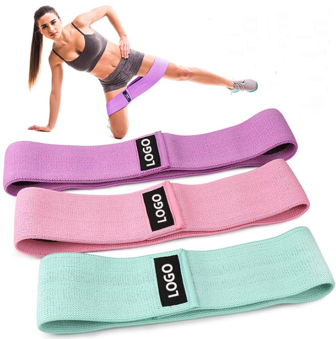 Set of 3 Exercise Stretch Hip Circle fabric bands with mesh bag, Fabric ...